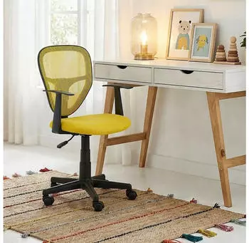 Idimex Studio Kinder-Drehstuhl höhenverstellbar mit Armlehnen, Mesh, gelb