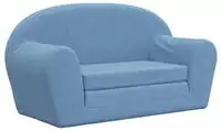 vidaXL Kinder-Schlafsofa 2-Sitzer Blau Weicher Pl&uuml;sch