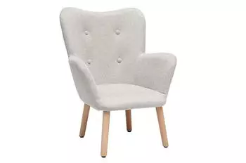 Miliboo Baby Bristol Kindersessel Veloursstoff Beige, helles Holz (56468)
