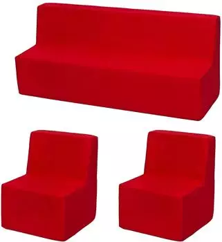 Velinda Kindersitzgruppe Schaumstoff 2 Stühle + Sofa, Rot