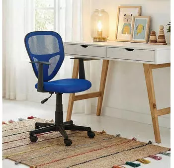 Idimex Studio Kinder-Drehstuhl h&ouml;henverstellbar mit Armlehnen, Mesh, blau
