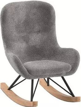 Vipack Rocky Mini Kinderschaukelstuhl Boucl&eacute; Anthrazit, Kufen Buchenholz