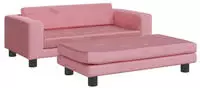 vidaXL Kindersofa mit Hocker Rosa 100x50x30 cm Samt