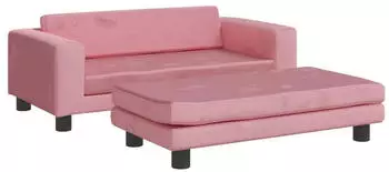 vidaXL Kindersofa mit Hocker Rosa 100x50x30cm Samt (3196410)