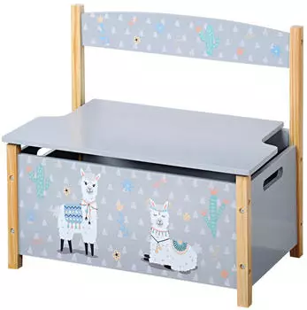 Kesper Kindersitzbank Alpaka-Motiv mit Staufach, Spanplatte, grau (1770113)
