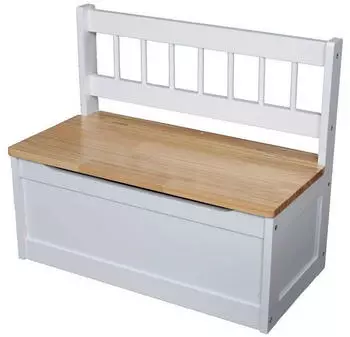 Spetebo Kinder Holz Sitztruhe Wei&szlig;/Natur 60x50cm (60 x 50 cm)