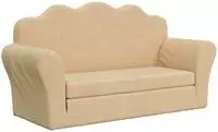 vidaXL Kinder-Schlafsofa 2-Sitzer Creme Weicher Pl&uuml;sch