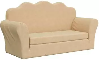 vidaXL Kinder-Schlafsofa 2-Sitzer Creme Weicher Pl&uuml;sch (357061)