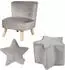 Roba Lil Sofa Kindersitzgruppe Kindersessel, Hocker & Sternkissen, Samt, silbergrau (230S09M3)