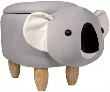 Svita Animal Storage Koala Sitzhocker mit Stauraum, Textil, Grau (92341)