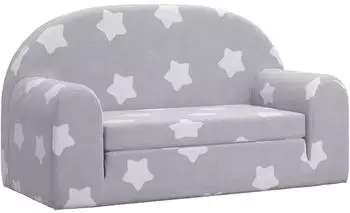 vidaXL Kinder-Schlafsofa 2-Sitzer Hellgrau mit Sternen, Pl&uuml;sch (357022)