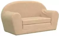 vidaXL Kinder-Schlafsofa 2-Sitzer Creme Weicher Pl&uuml;sch