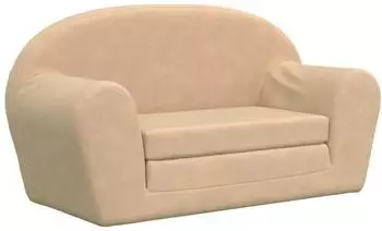 vidaXL Kinder-Schlafsofa 2-Sitzer Creme Weicher Pl&uuml;sch (357001)