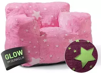 Lumaland Sitzsack Kinder "Glow in the Dark" Sternen-Design, Pink (15420)
