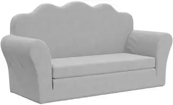 vidaXL Kinder-Schlafsofa 2-Sitzer Weicher Pl&uuml;sch Hellgrau (357059)