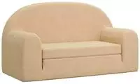 vidaXL Kinder-Schlafsofa 2-Sitzer Creme Weicher Pl&uuml;sch
