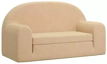vidaXL Kinder-Schlafsofa 2-Sitzer Pl&uuml;sch Creme (357025)