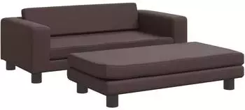 vidaXL Kindersofa mit Hocker Braun 100x50x30cm Kunstleder (3196416)