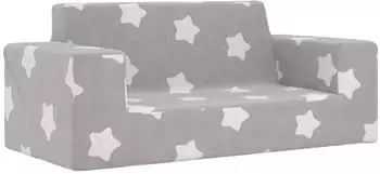 vidaXL Kindersofa 2-Sitzer Pl&uuml;sch hellgrau mit Sternen (4104778)