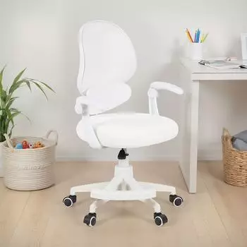 Idimex ISLA Kinderdrehstuhl mit Fu&szlig;st&uuml;tze, Netzr&uuml;cken, h&ouml;henverstellbar, Wei&szlig;