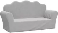 vidaXL Kindersofa 2-Sitzer Hellgrau Weich Pl&uuml;sch