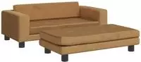 vidaXL Kindersofa mit Hocker Braun 100x50x30 cm Samt