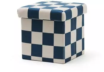 Kids Concept Pouf mit Stauraum Kariert Blaugrün, 30x30cm