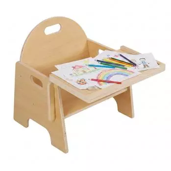 Relaxdays Kinderstuhl mit integriertem Tisch, Holz, Montessori (10053120_8676)