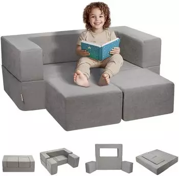 VEVOR Spielsofa Kinder Chenille 4-teilig, abnehmbarer Bezug, 90kg