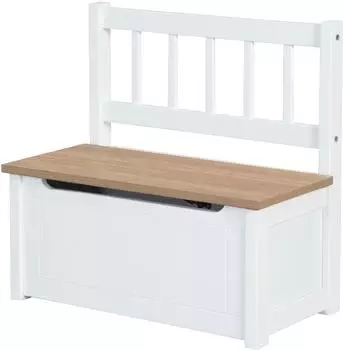 Roba Woody Kindertruhenbank Spielzeugtruhe Holz natur/wei&szlig; (450050HWE)