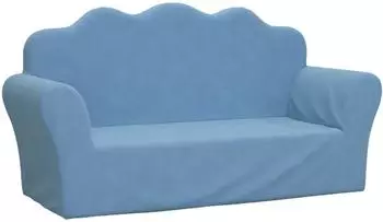 vidaXL Kindersofa 2-Sitzer Pl&uuml;sch Blau, abnehmbarer Bezug (357050)