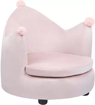 Beliani VEGA Kindersessel Kronenform Samt Pastellrosa mit Bommeln