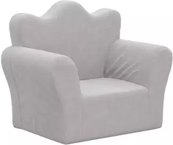 vidaXL Kindersofa Pl&uuml;sch Hellgrau, abnehmbarer Bezug (357041)