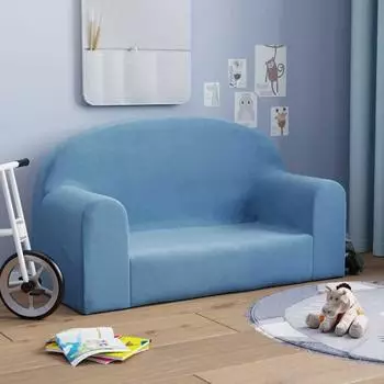 vidaXL Kindersofa 2-Sitzer Blau Pl&uuml;sch (357014)