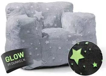 Lumaland Sitzsack Kindersessel „Glow in the Dark" Sternen-Design 68x70x60cm (15419)