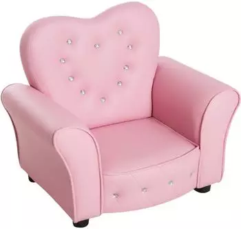 HomCom Kindersessel herzförmig Prinzessin, Schaumstoff, Rosa (310-025)
