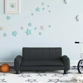 vidaXL Kindersofa 70x45x30cm Kunstleder, schwarz