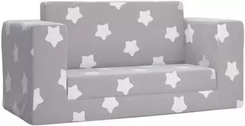 vidaXL Kinder-Schlafsofa 2-Sitzer Pl&uuml;sch Hellgrau mit Sternen (357034)