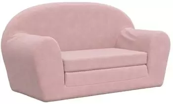 vidaXL Kinder-Schlafsofa 2-Sitzer Rosa Weicher Pl&uuml;sch (357003)