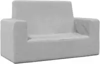 vidaXL Kindersofa 2-Sitzer Hellgrau Weich Pl&uuml;sch