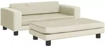 vidaXL Kinder-Schlafsofa mit Hocker, Samt, creme, 100x50x30cm (3196413)