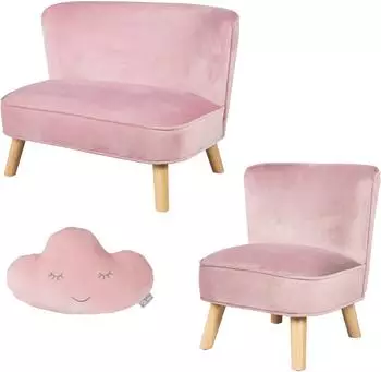 Roba Lil Sofa Kindermöbel-Set Sofa, Sessel & Dekokissen, rosa/mauve (229S07M3)