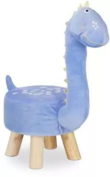 Relaxdays Tierhocker Dino Kinder, Plüschbezug, rund, blau (57x28x57cm)