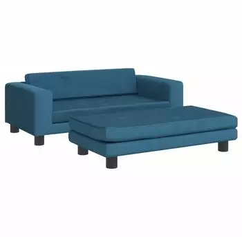 vidaXL Kinder-Schlafsofa mit Hocker, blau, Samt, 100x50x30cm