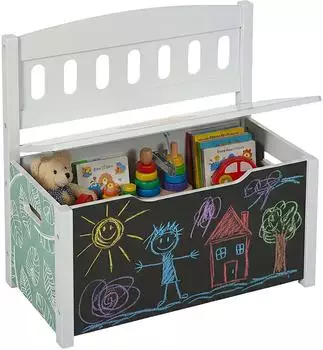 Relaxdays Kinderbank mit Stauraum und Tafel (10052720)