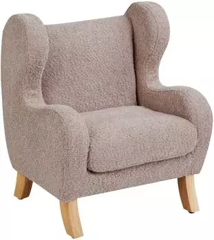 Beliani Farum Kinder-Ohrensessel Bouclé taupe, Holzbeine