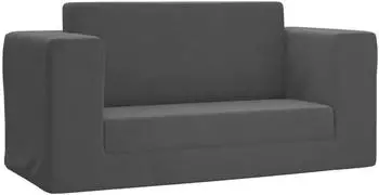 vidaXL Kinder-Schlafsofa 2-Sitzer, Plüsch, anthrazit