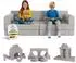Juskys Kayo Kindersofa Cord, 12-teilig, hellgrau