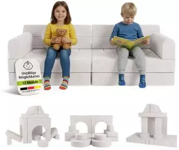 Juskys Kayo Kindersofa Cord, 12-teilig, beige
