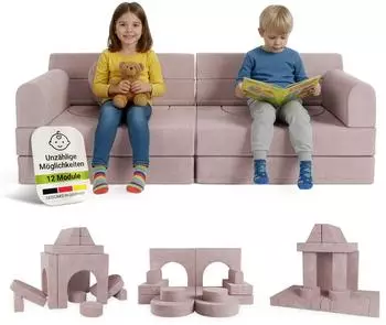 Juskys Kayo Kindersofa Cord, rosa